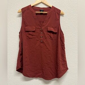 *Torrid Burnt Orange Gold Button Sleeveless Blouse Size 1 1X